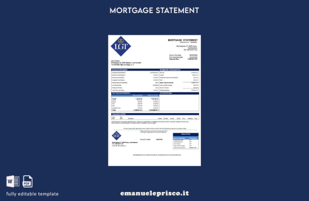 stile verificato Estratto conto ipotecario Liechtenstein LGT Bank Modello Word e
